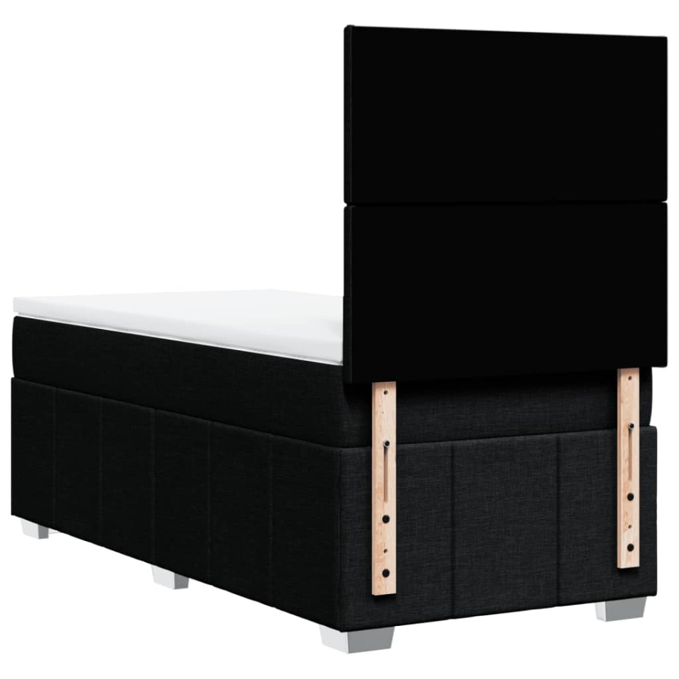 Pat box spring cu saltea, negru, 90x200 cm, textil - 4 | YEO