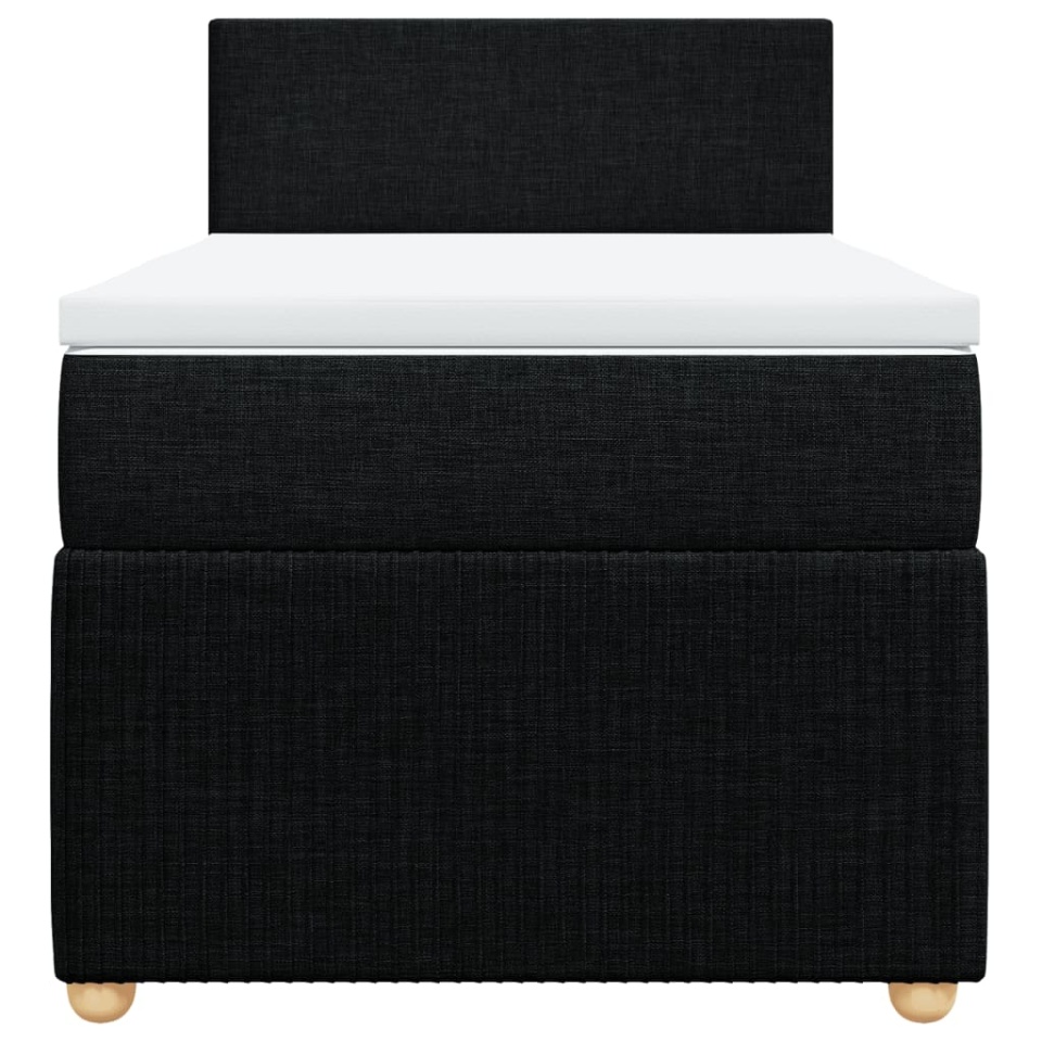 Pat box spring cu saltea, negru, 90x200 cm, textil - 4 | YEO