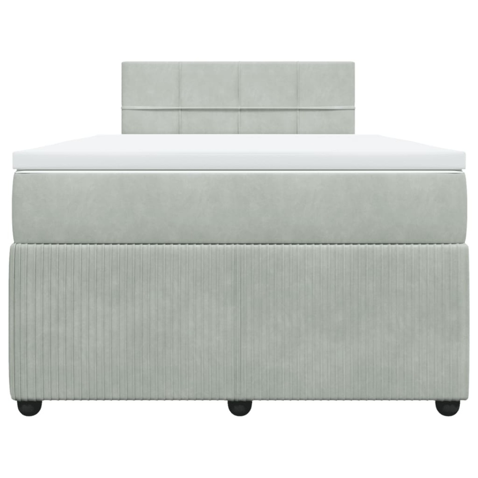 Pat continental cu saltea, gri deschis, 120x200 cm, catifea - 3 | YEO