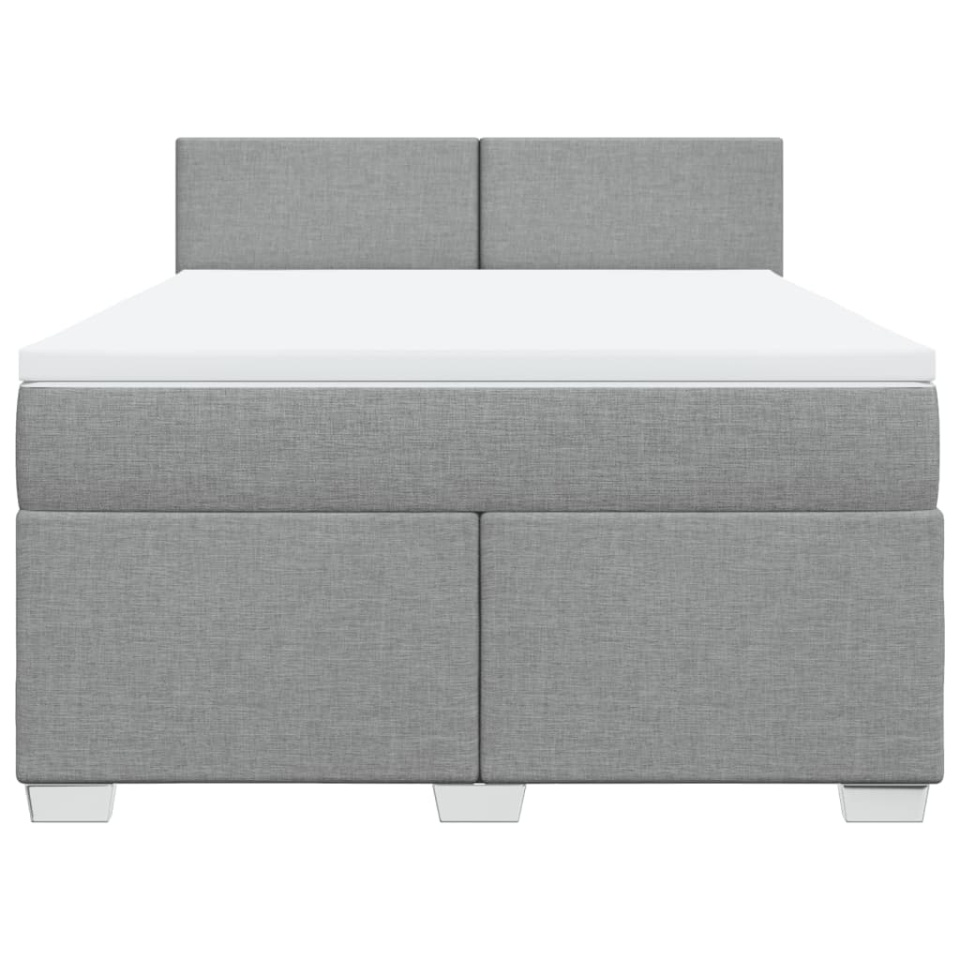 Pat continental cu saltea, gri deschis, 160x200 cm, textil - 3 | YEO