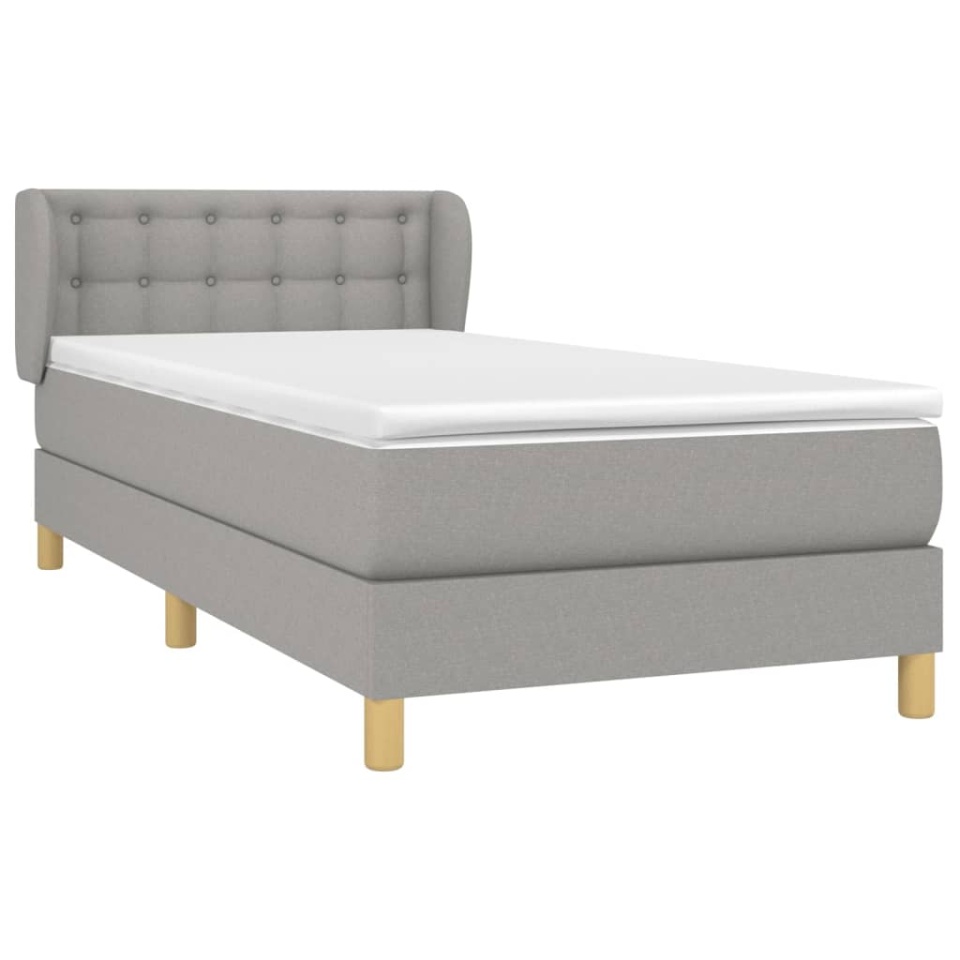 Pat continental cu saltea, gri deschis, 80x200 cm, textil - 2 | YEO