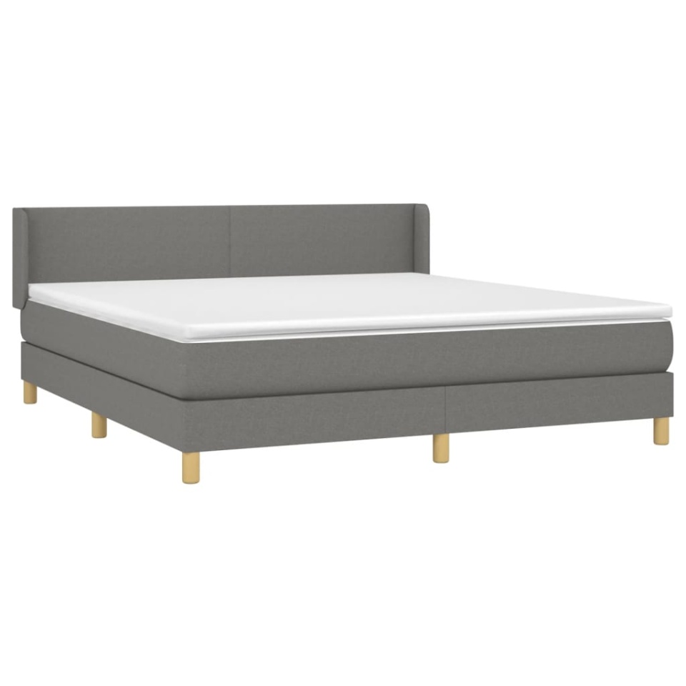 Pat continental cu saltea, gri închis, 160x200 cm, țesătură - 2 | YEO