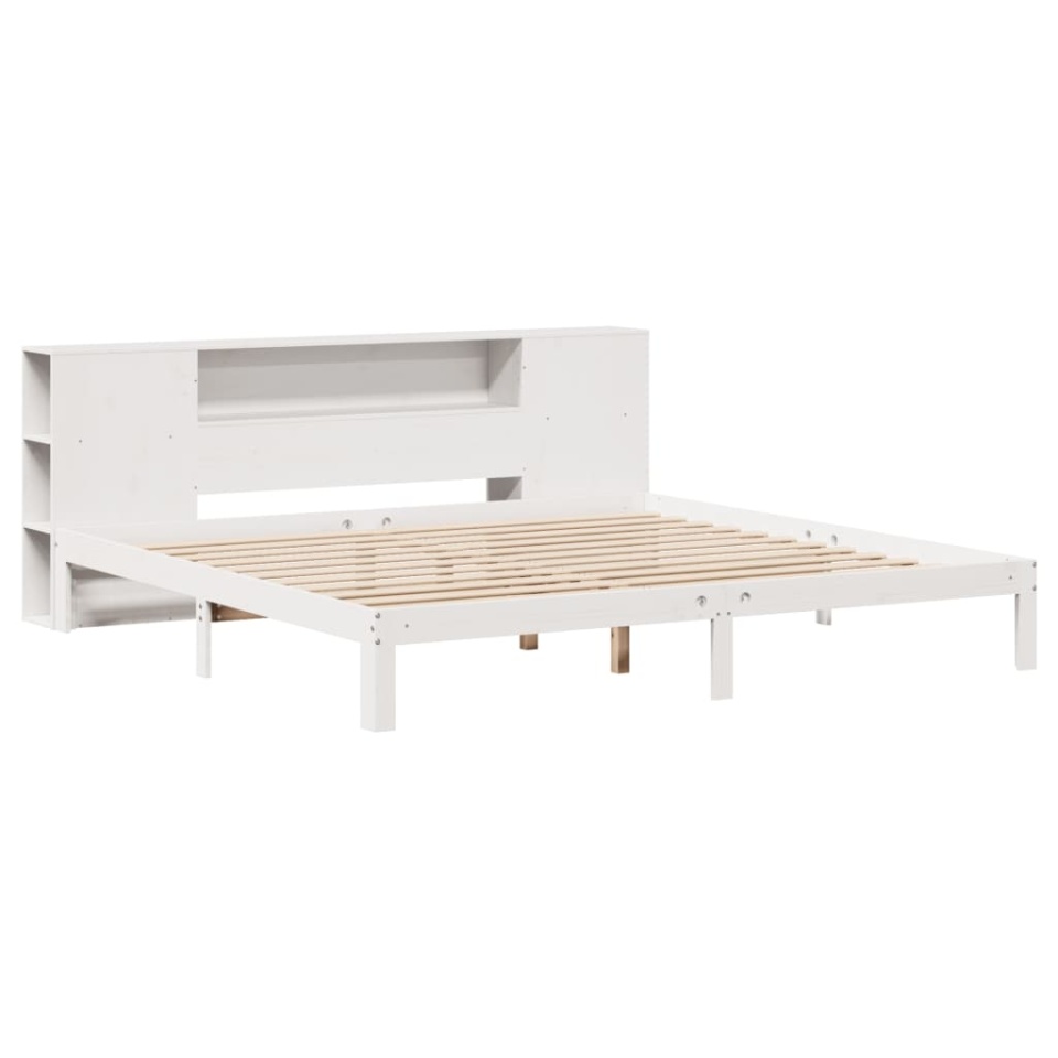 Pat cu bibliotecă fără saltea, 180x200 cm, lemn masiv de pin - 2 | YEO