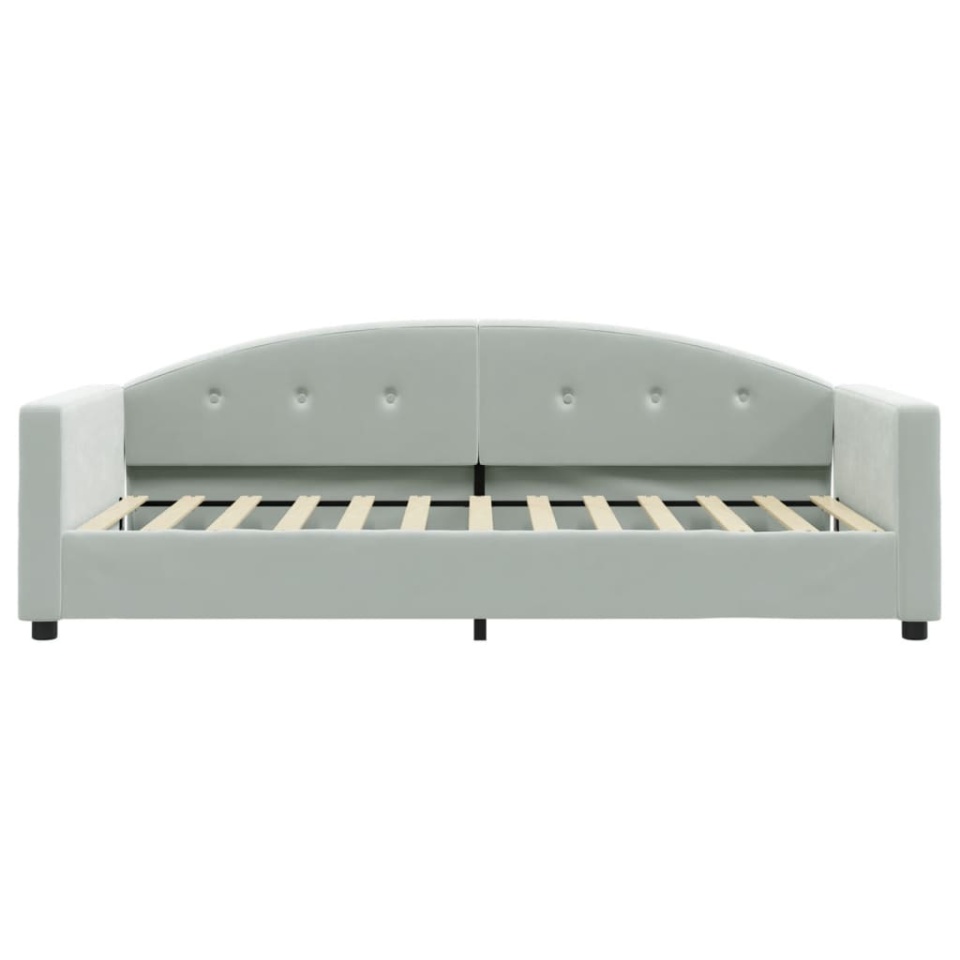 Pat de zi cu saltea, gri deschis, 90x200 cm, catifea - 3 | YEO
