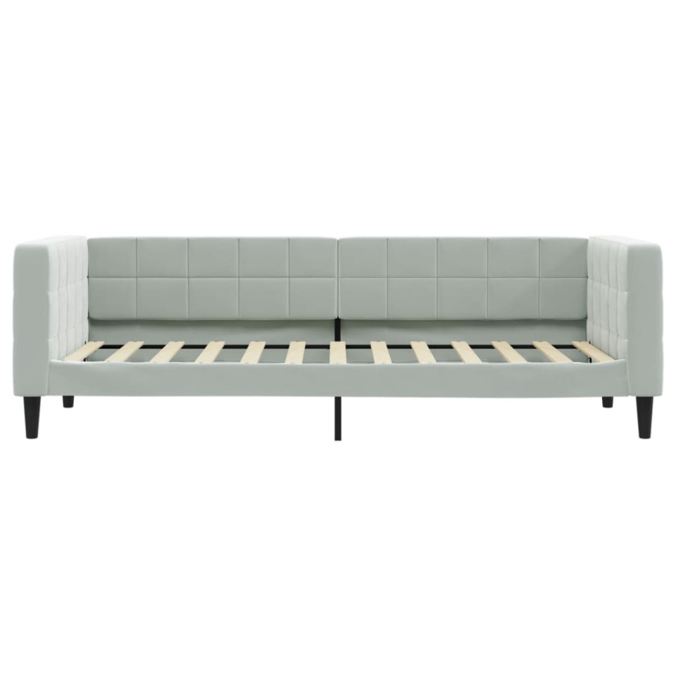 Pat de zi cu saltea, gri deschis, 90x200 cm, catifea - 3 | YEO