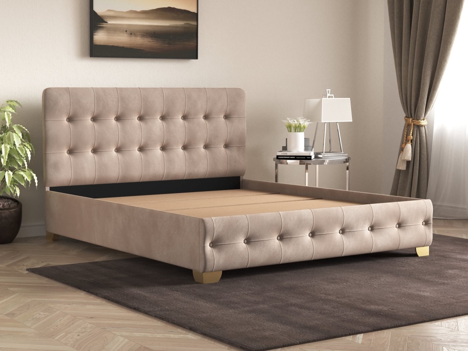 Pat Napoli tapitat, 160x200 cm, culoare cappuccino, somiera din PAL - 1 | YEO