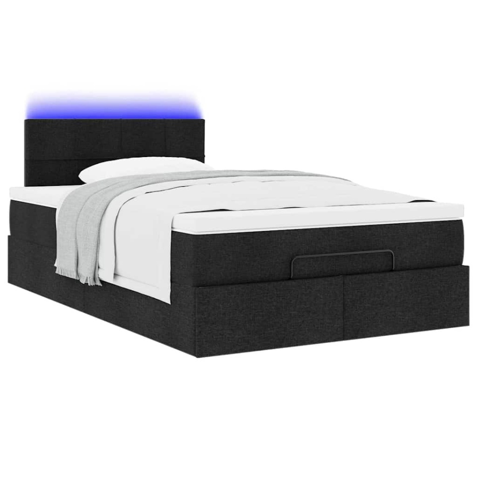 Pat otoman cu saltea negru 120x200 cm stofa - 4 | YEO