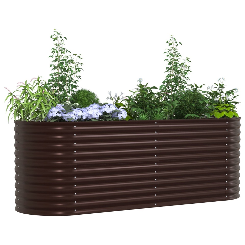 Pat Ridicat pentru Grădină Maro 240x80x81 cm din Oțel Galvanizat - 2 | YEO