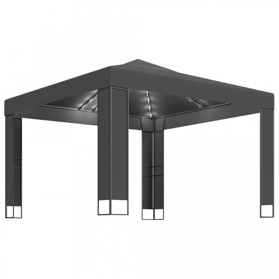 Pavilion cu acoperiș dublu & lumini LED, antracit, 3x3 m - 1 | YEO