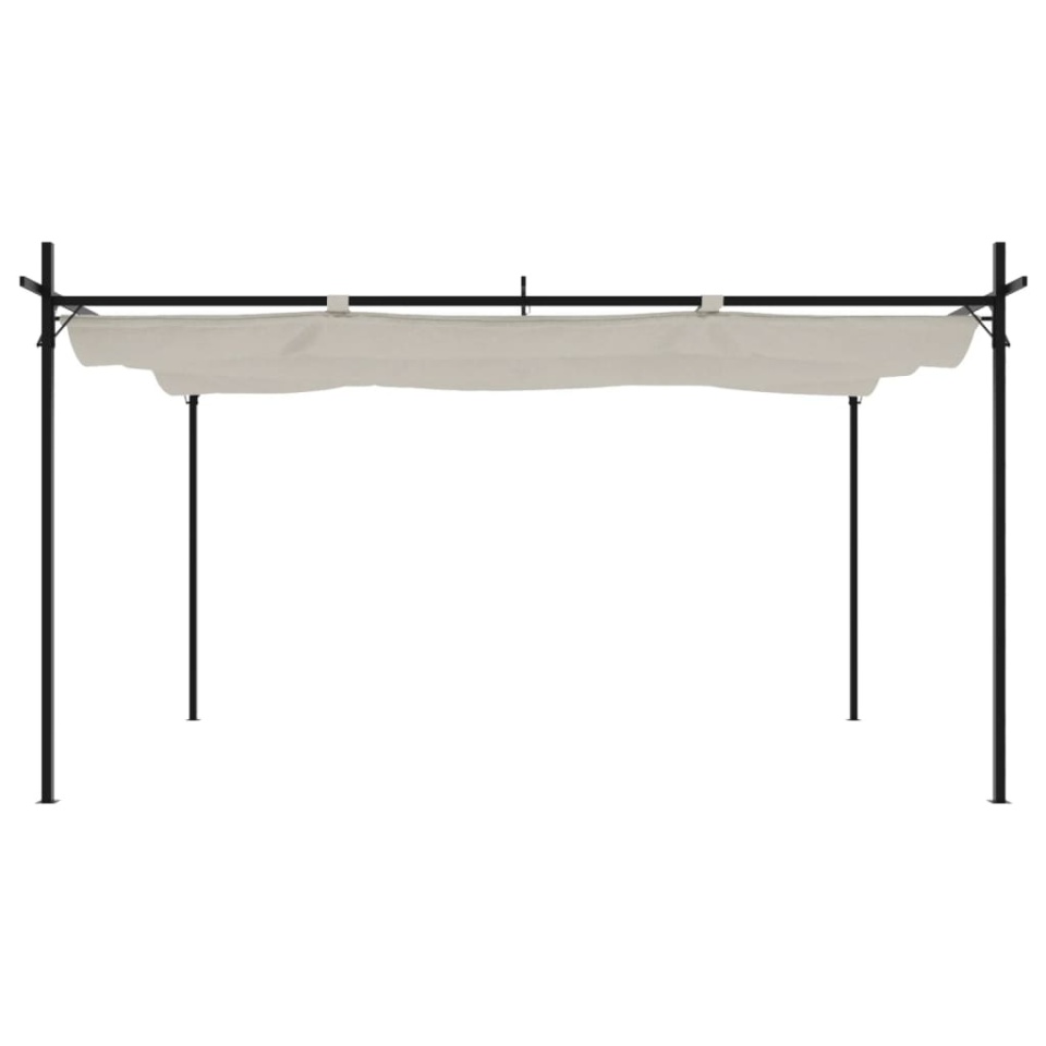 Pergola cu acoperiș retractabil, crem, 395x292x230 cm - 2 | YEO