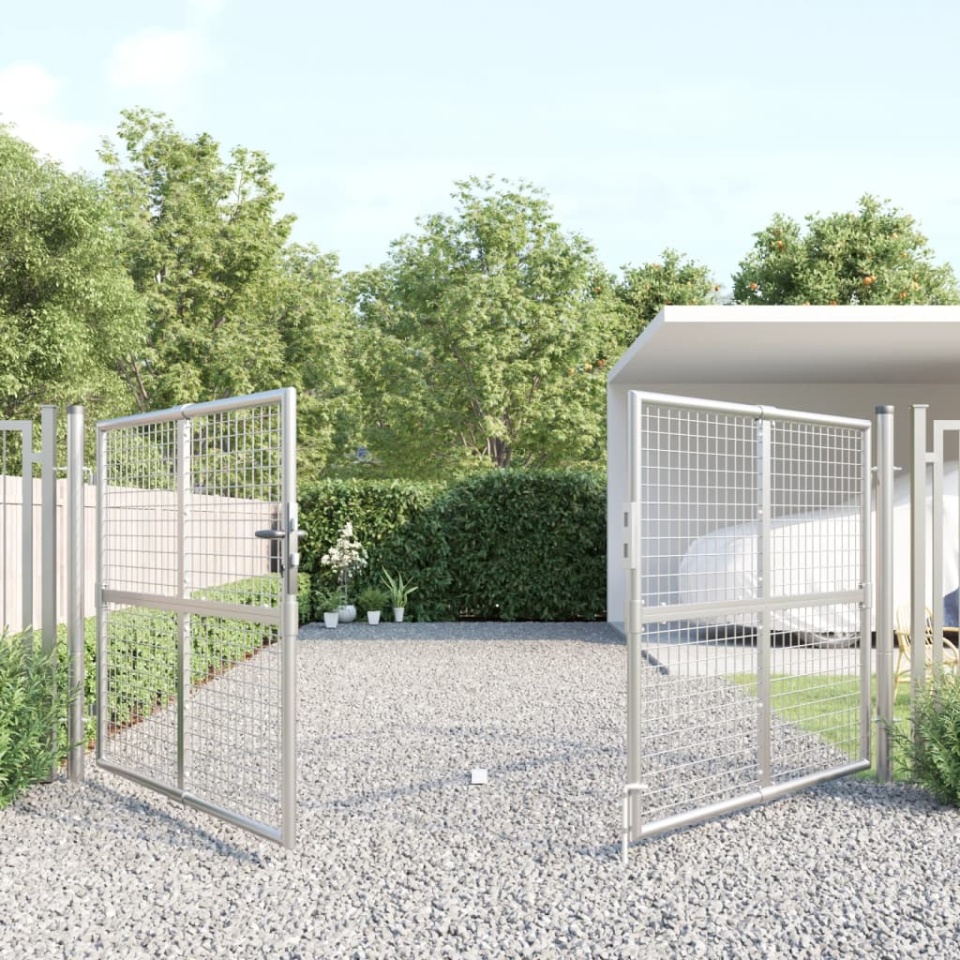 Poartă de grădină din plasă argintie 300x175 cm oțel galvanizat - 2 | YEO