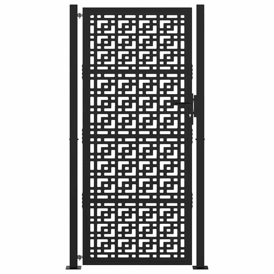 Poarta de gradina neagra 105x205 cm Design cruce de otel - 2 | YEO