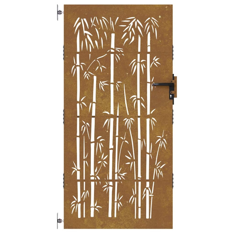 Poartă pentru grădină, 85x200 cm, oțel corten, model bambus - 3 | YEO