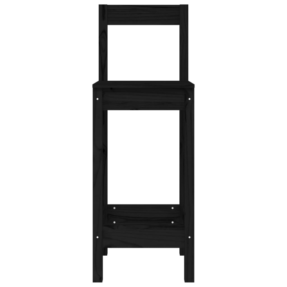 Scaune de bar, 2 buc., negru, 40x41,5x112 cm, lemn masiv pin - 3 | YEO