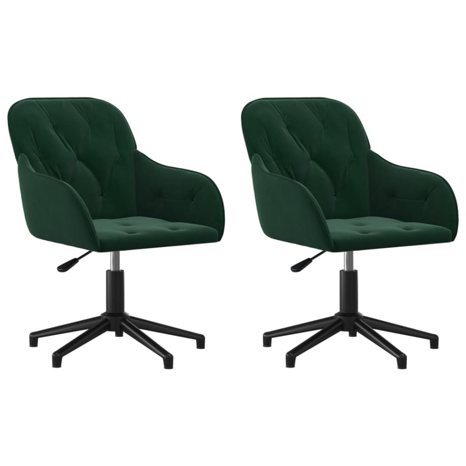 Scaune de bucătărie pivotante, 2 buc., verde închis, catifea - 1 | YEO