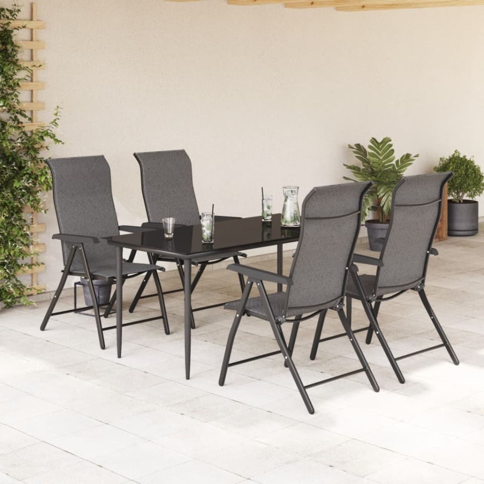 Scaune Rabatabile De Gradina 4 buc., gri, poliratan - 2 | YEO