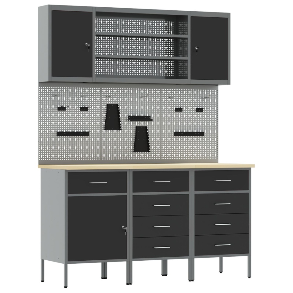 Set banc de lucru 7 piese Oțel Negru - 1 | YEO
