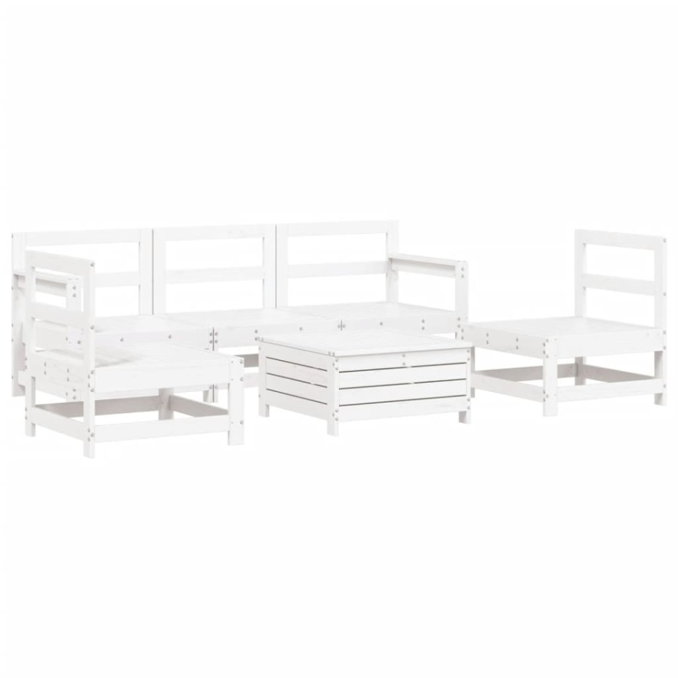 Set canapea de grădină, 6 piese, alb, lemn masiv pin - 1 | YEO