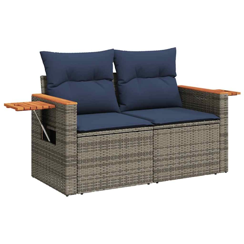 Set canapea de grădină cu perne, 5 piese, poliratan/lemn acacia - 3 | YEO