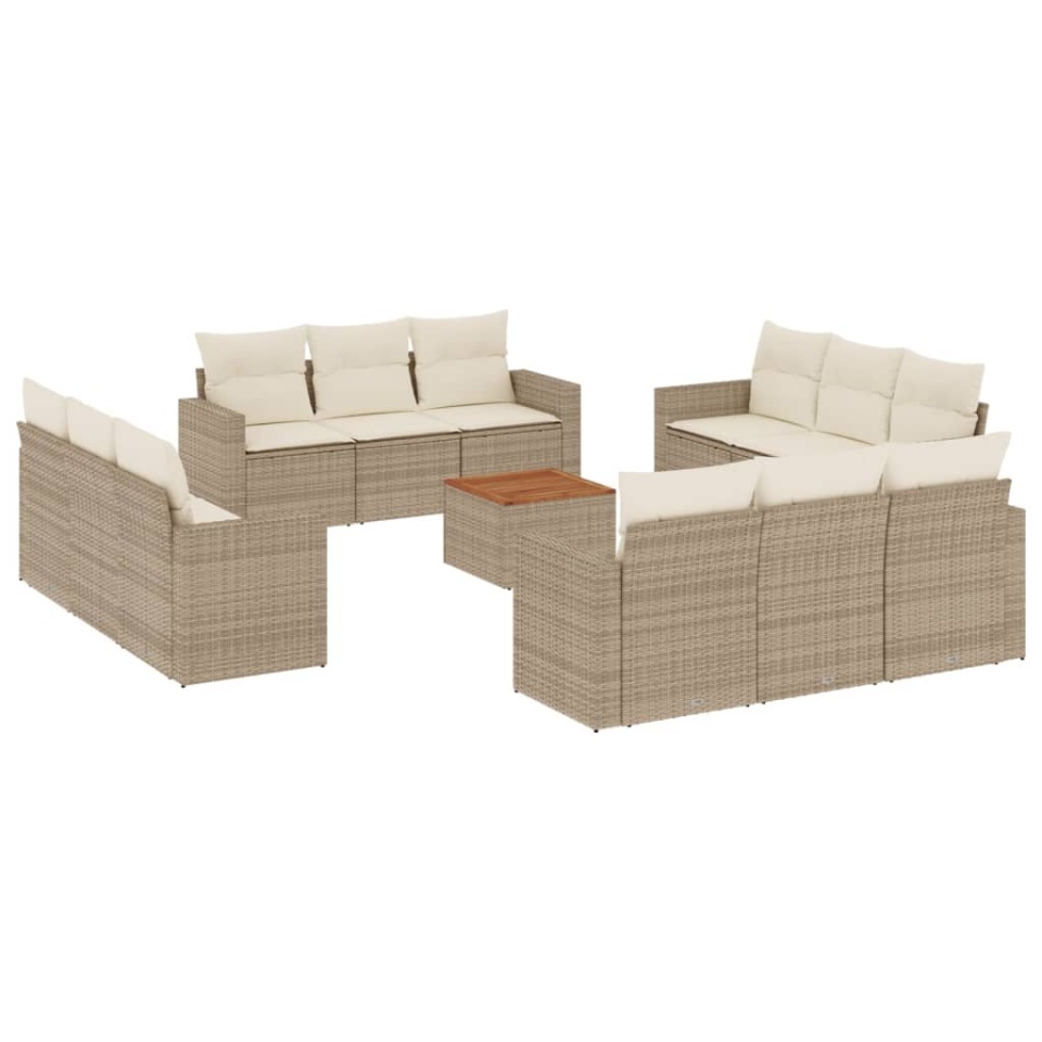Set canapele de grădină, 13 piese, cu perne, bej, poliratan - 1 | YEO