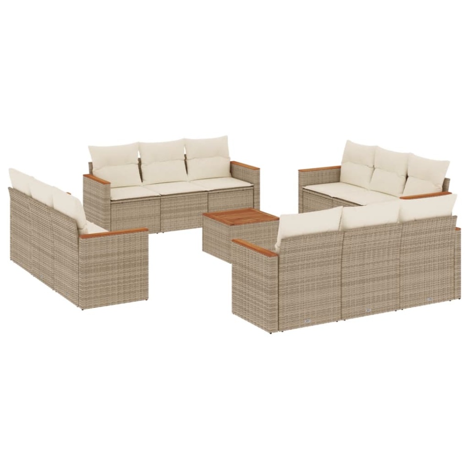 Set canapele de grădină, 13 piese, cu perne, bej, poliratan - 1 | YEO