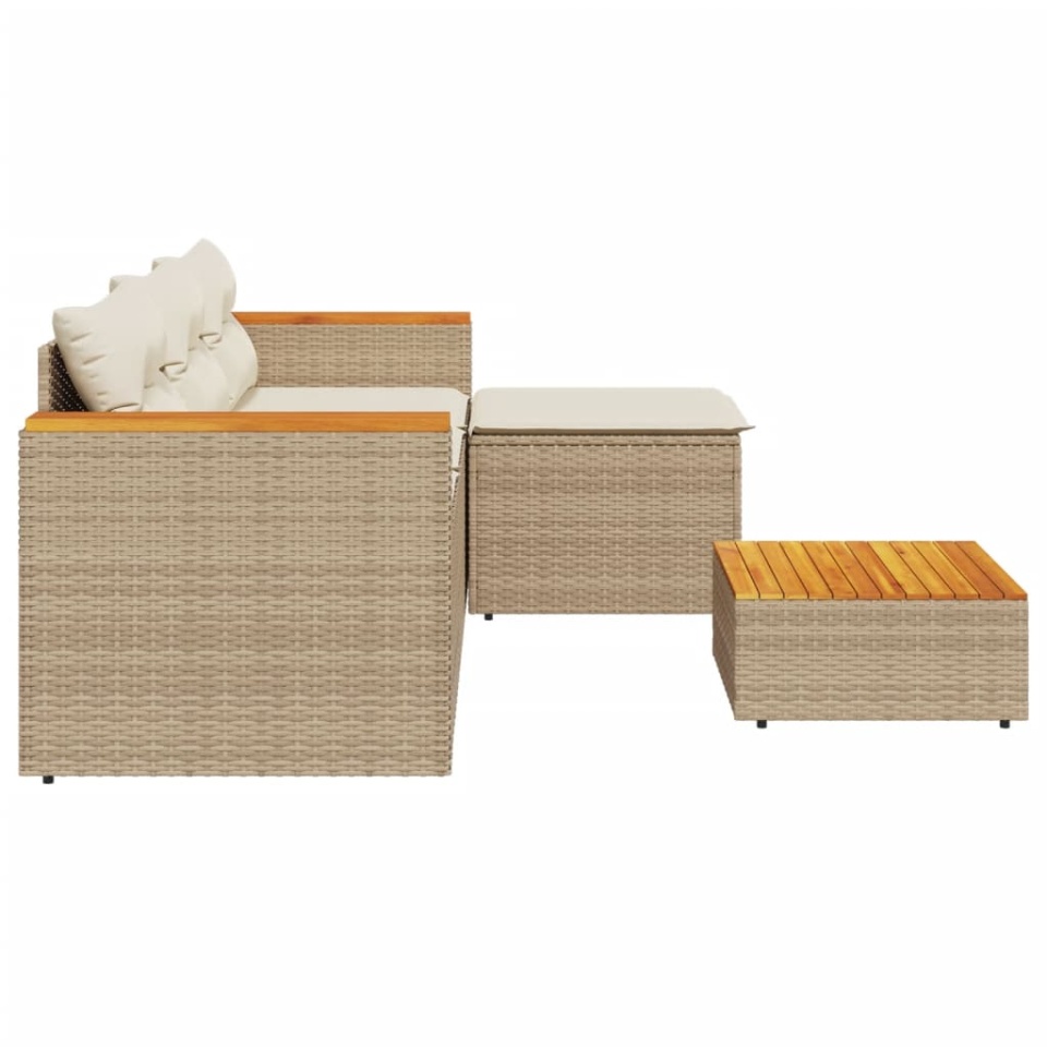Set canapele de grădină, 3 piese, cu perne, bej, poliratan - 3 | YEO
