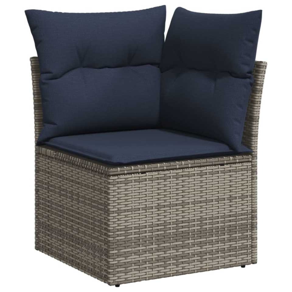 Set canapele de grădină, 9 piese, cu perne, gri, poliratan - 3 | YEO