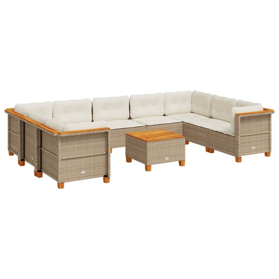 Set canapele de grădină cu perne, 10 piese, bej, poliratan - 1 | YEO