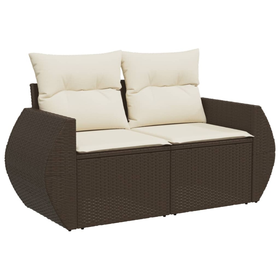 Set canapele de grădină cu perne, 6 piese, maro, poliratan - 3 | YEO