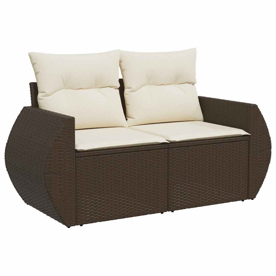 Set canapele de grădină cu perne, 6 piese, maro, poliratan - 3 | YEO