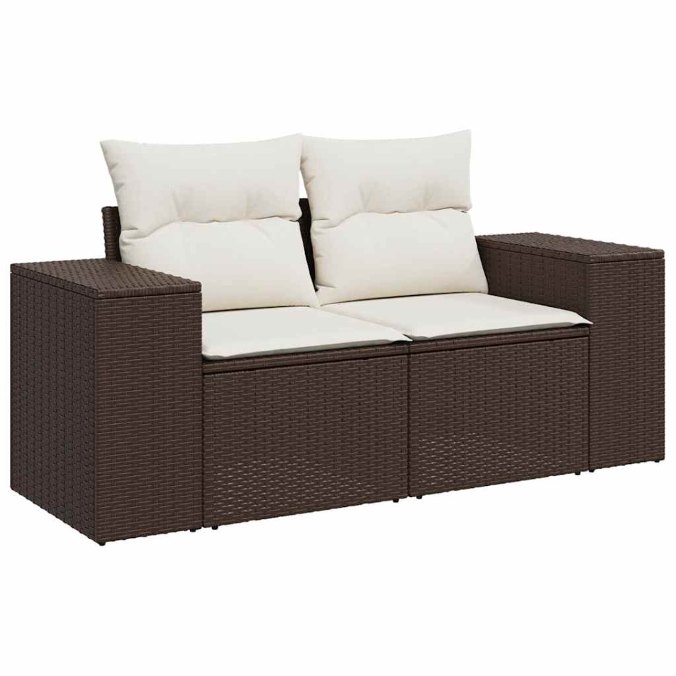 Set canapele de grădină cu perne, 6 piese, maro, poliratan - 3 | YEO