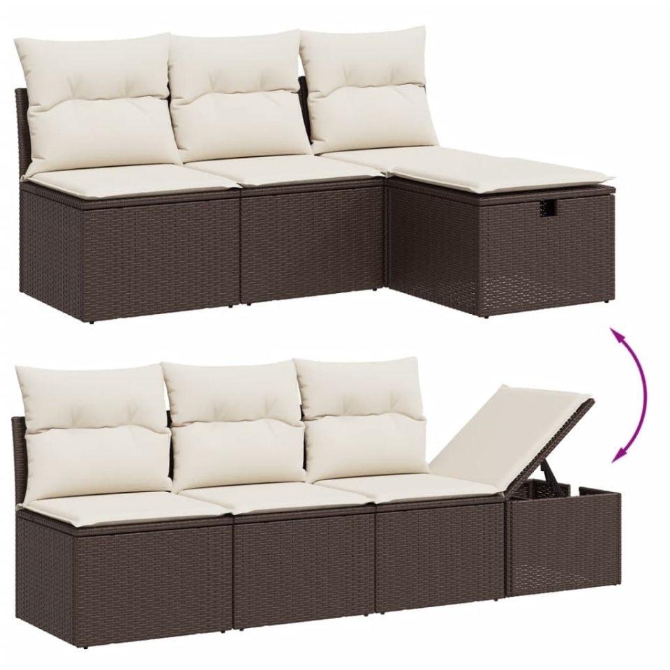 Set canapele de grădină cu perne, 8 piese, maro, poliratan - 2 | YEO
