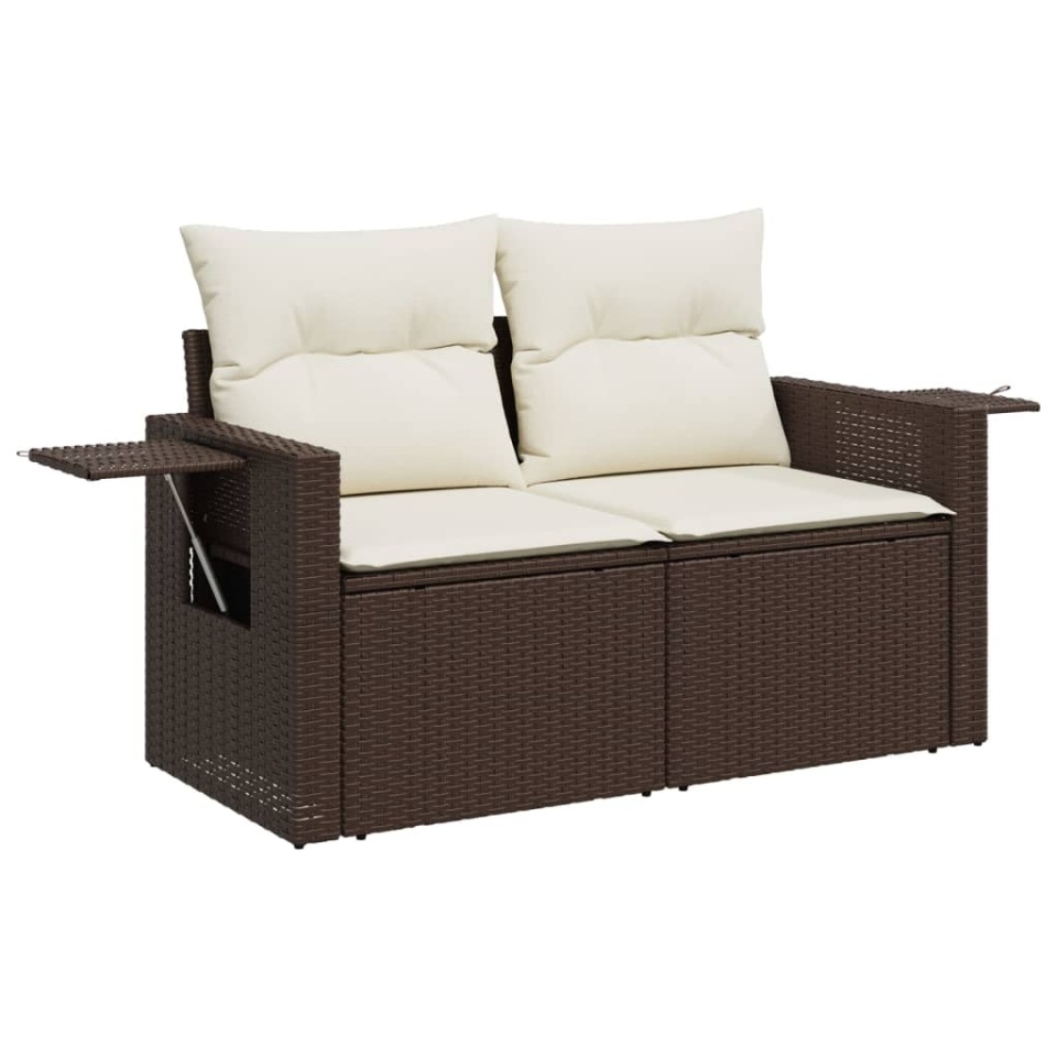 Set canapele de grădină cu perne, 9 piese, maro, poliratan - 2 | YEO