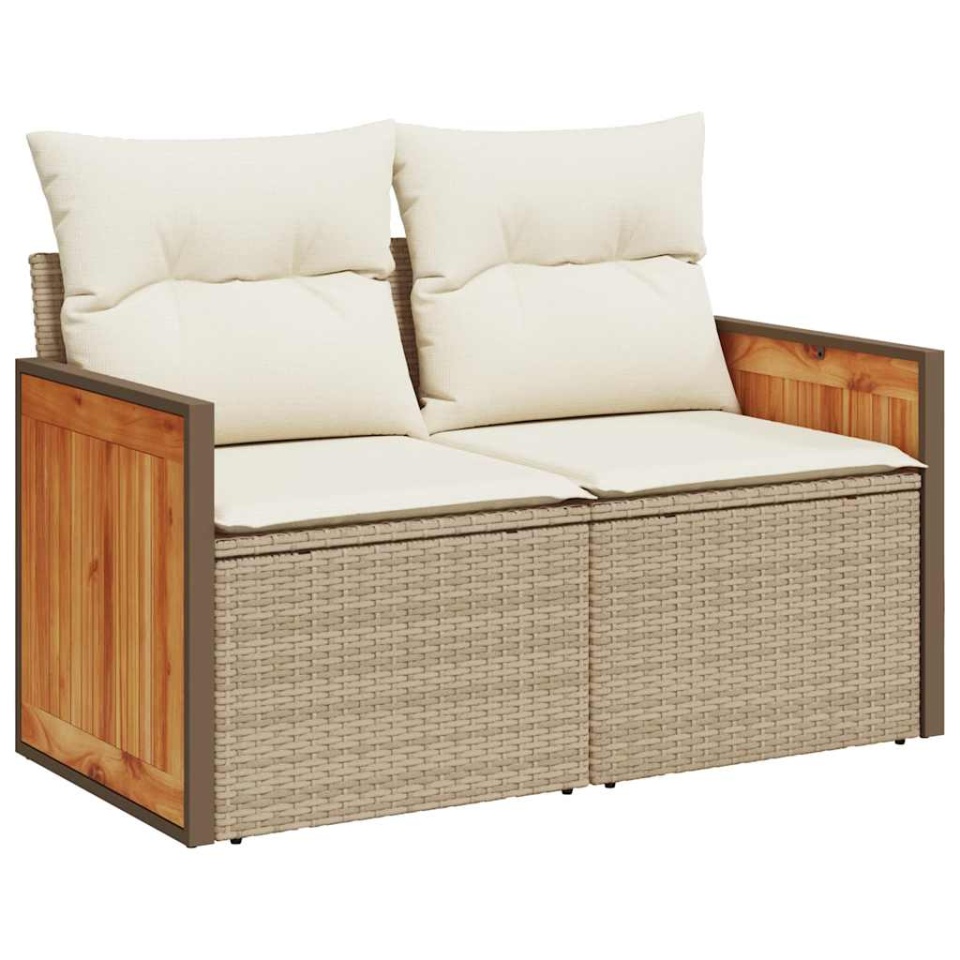 Set canapele grădină cu perne 7 piese bej poliratan/lemn acacia - 3 | YEO