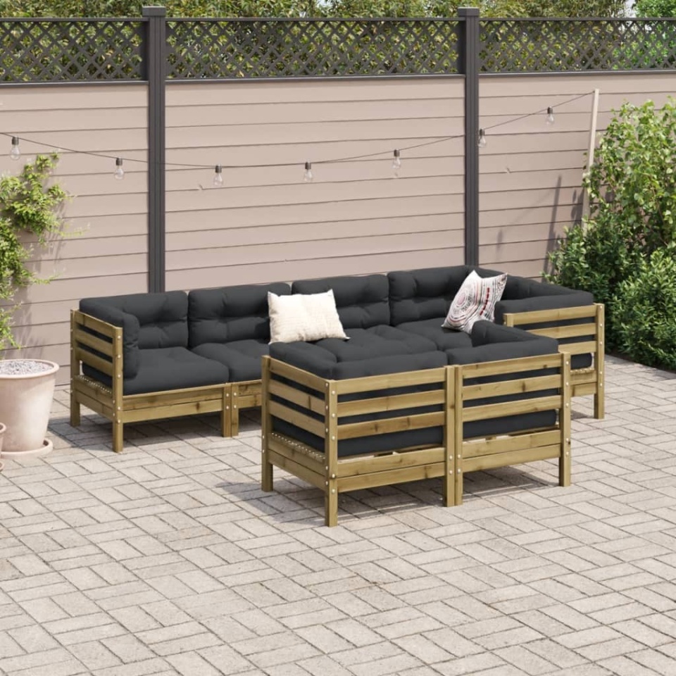 Set canapele grădină cu perne, 7 piese, lemn de pin tratat - 2 | YEO