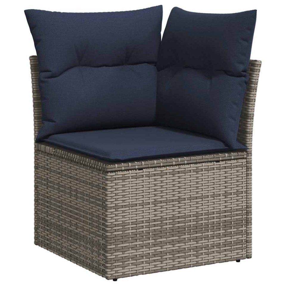 Set canapele grădină cu perne 9 piese gri poliratan/lemn acacia - 3 | YEO