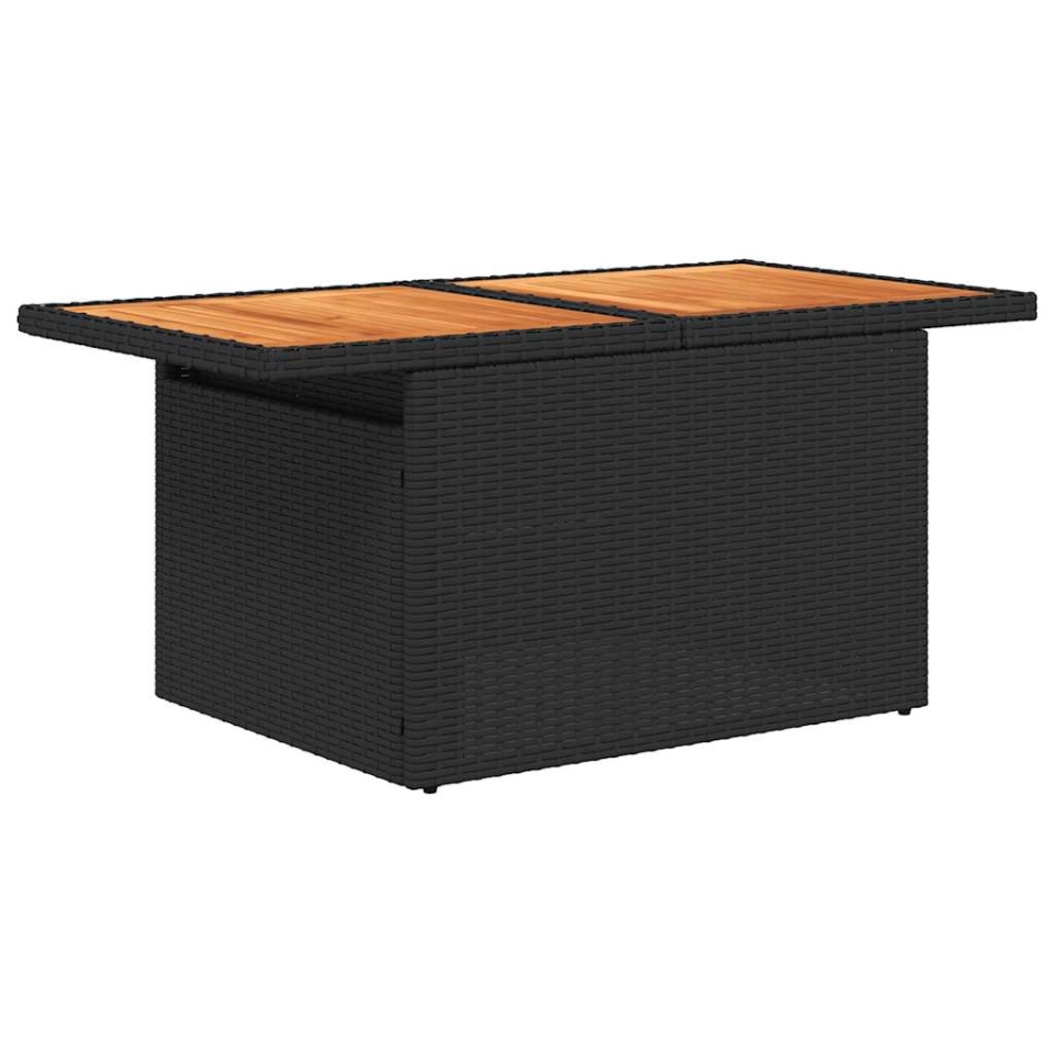 Set canapele grădină perne 7 piese negru, poliratan/lemn acacia - 3 | YEO