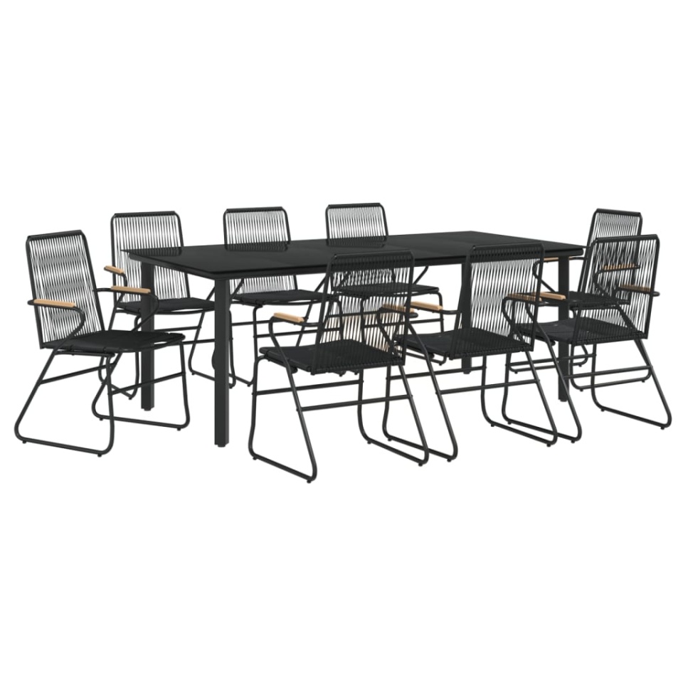 Set cu masă pentru grădină, 9 piese, negru, ratan PVC - 2 | YEO