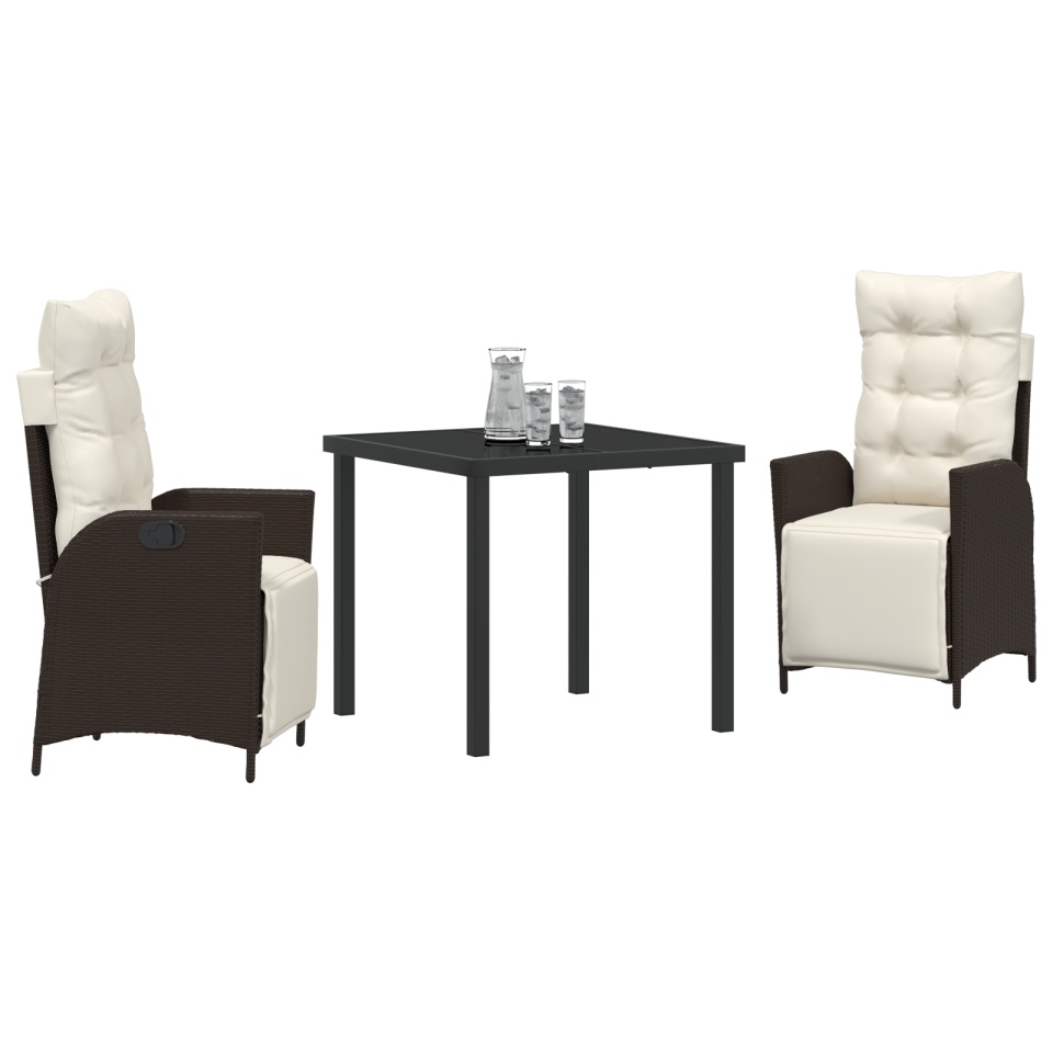 Set de 3 Piese Mobilier de Grădină Maro din Ratan Poliratan - 2 | YEO