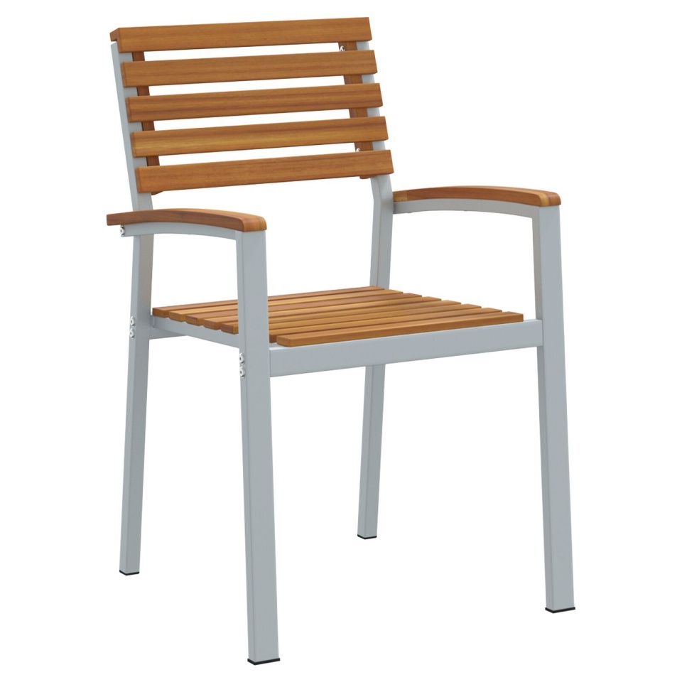 Set de 4 scaune de grădină gri din lemn de Acacia și oțel - 3 | YEO