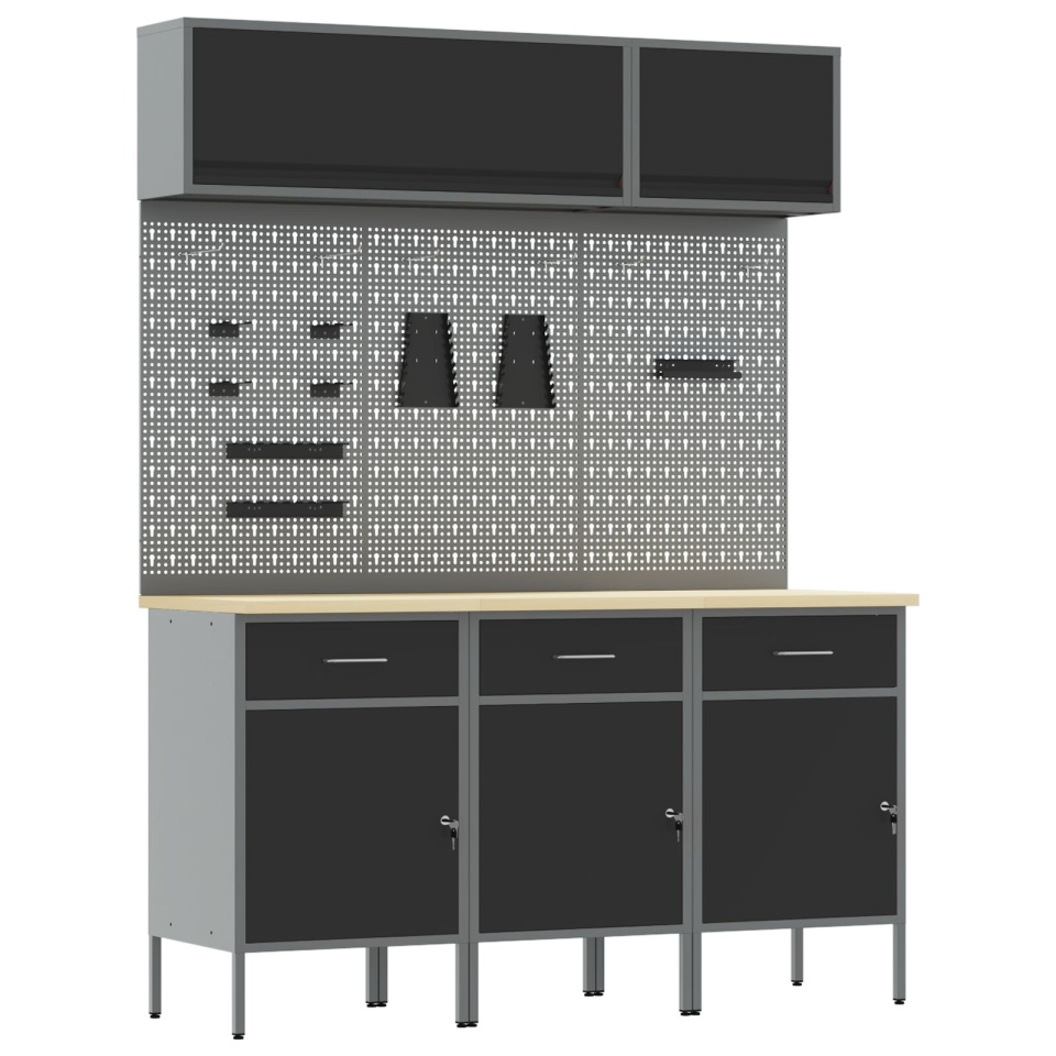 Set de Banc de Lucru 8 Piese - Oțel Negru - 1 | YEO