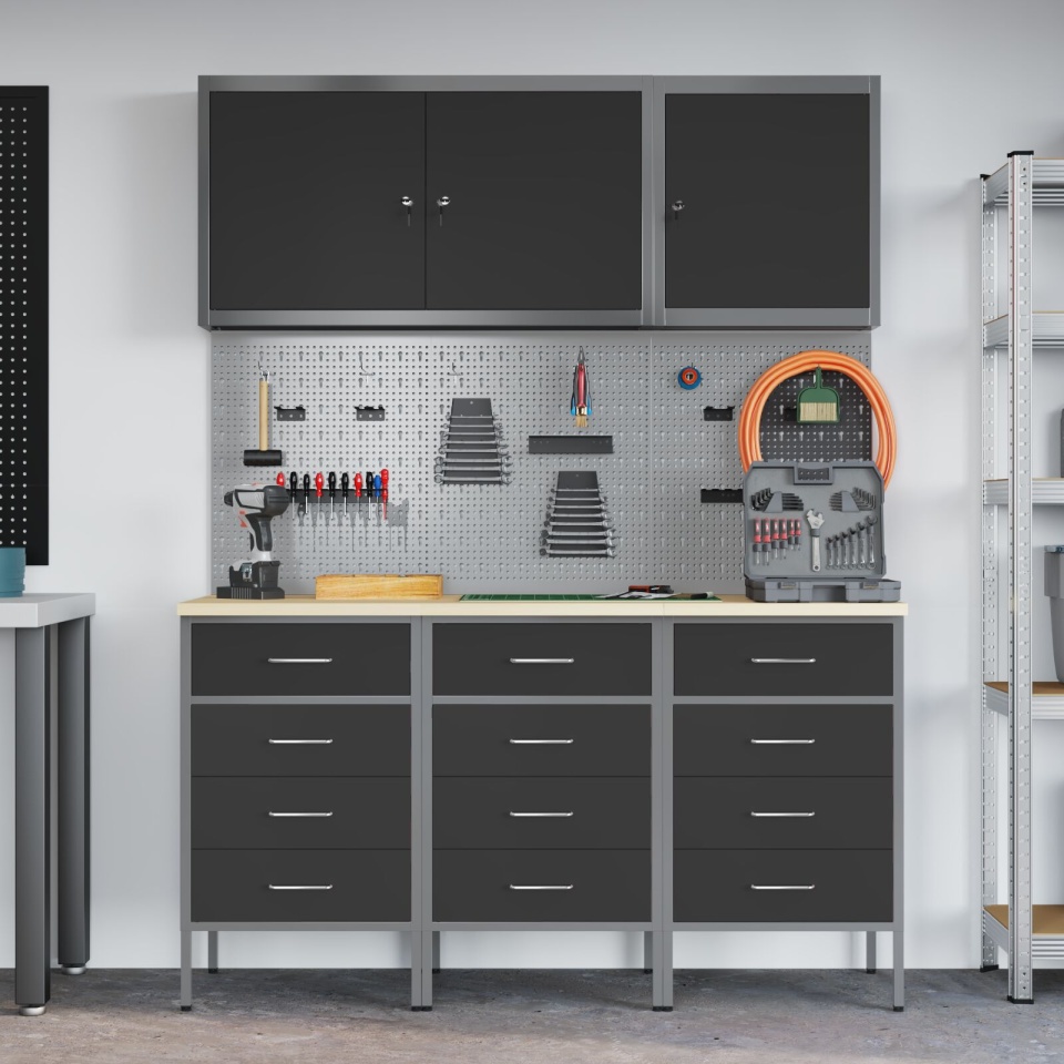 Set de banc de lucru de 8 piese din oțel negru - 3 | YEO