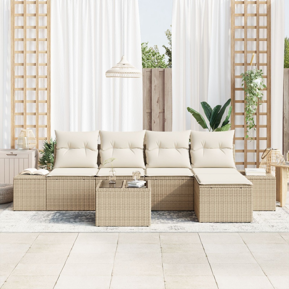 Set de canapea de grădină cu perne Brown Poly Rattan - 2 | YEO