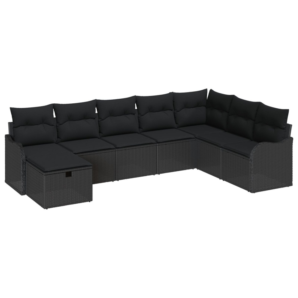 Set de Canapea de Grădină cu Perne Ratan Poli Negru, Canapea de Grădină cu 2 Locuri Perne Ratan Poli Negru - 1 | YEO