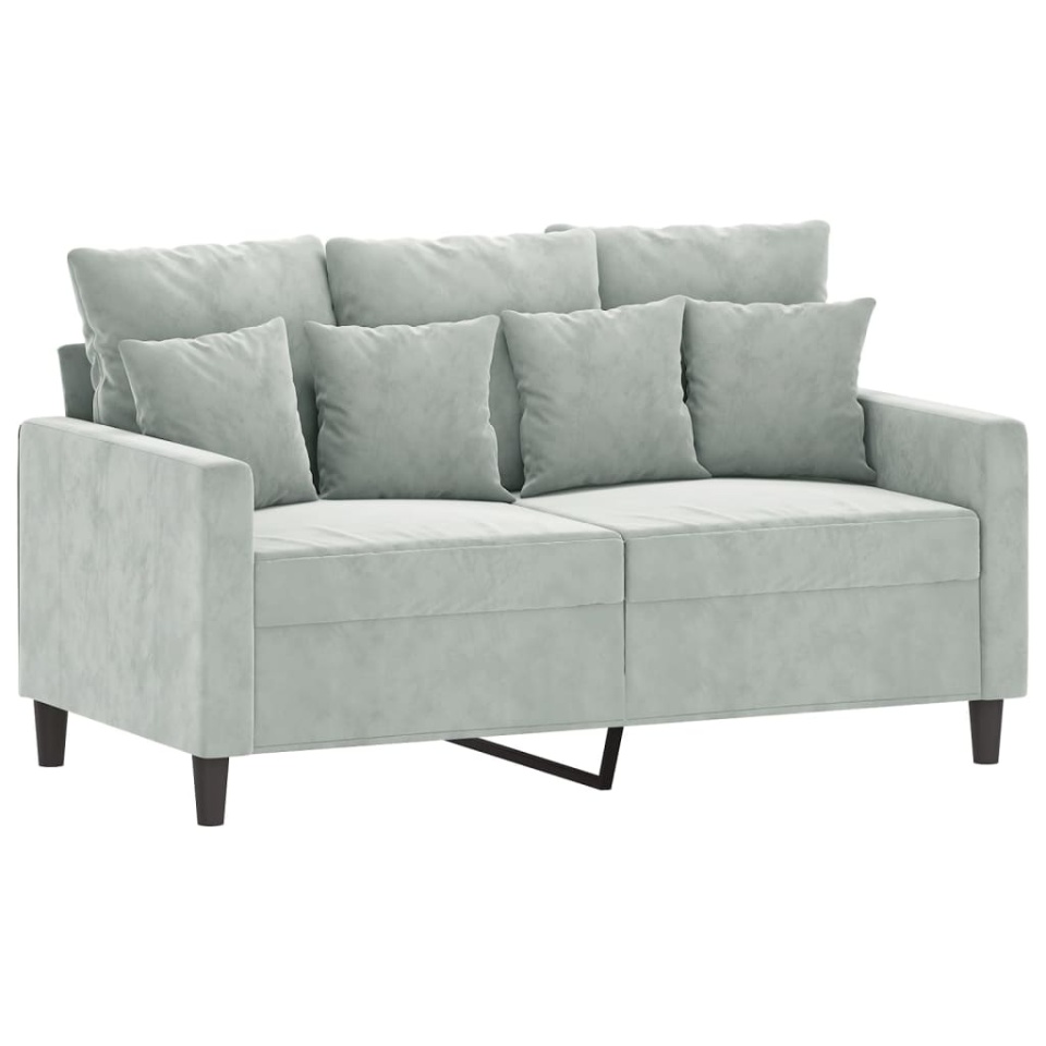 Set de canapele cu perne, 2 piese, gri deschis, catifea - 2 | YEO