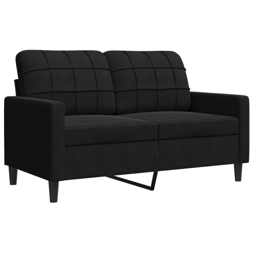 Set de canapele cu perne, 2 piese, negru, catifea - 3 | YEO