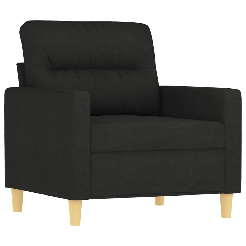 Set de canapele cu perne, 3 piese, negru, textil - 2 | YEO