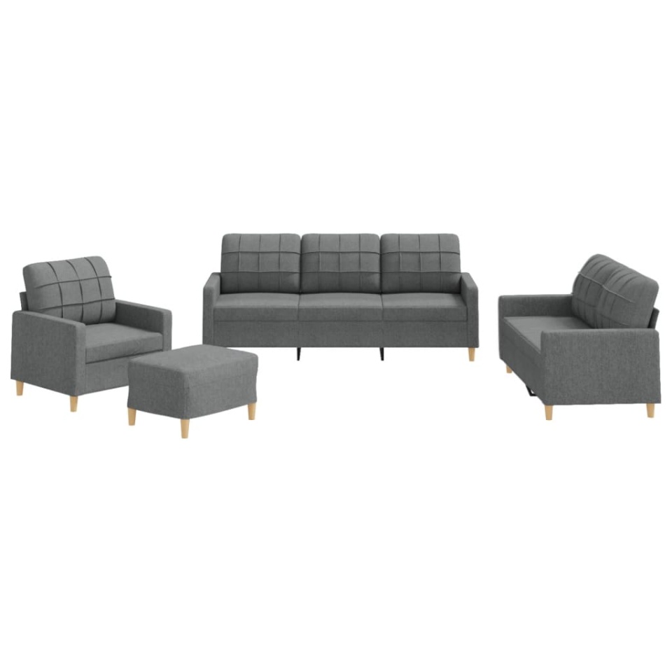 Set de canapele cu perne, 4 piese, gri închis, textil - 1 | YEO