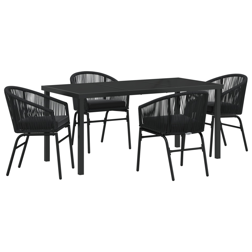 Set de dining de grădină 5 piese Negru Ratan Poli - 1 | YEO