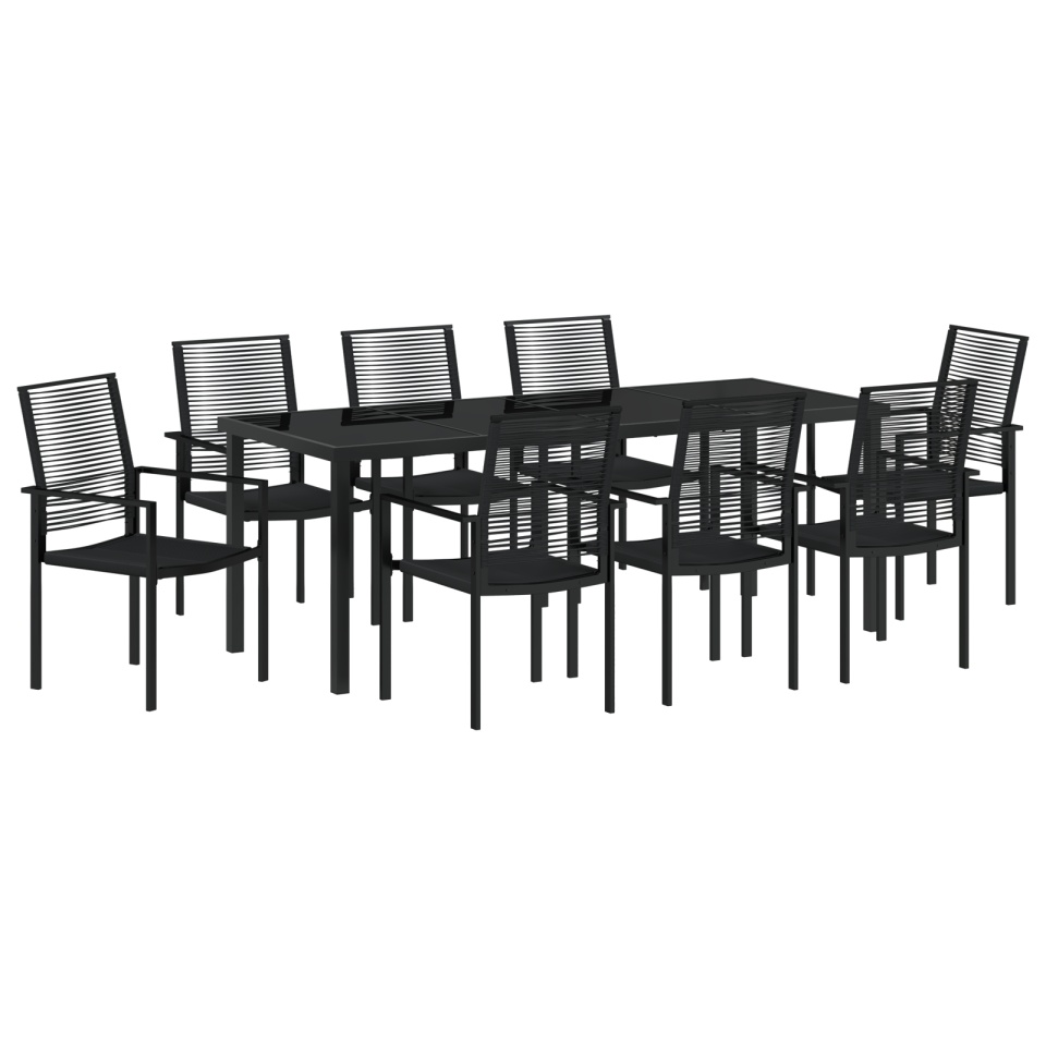Set de Dining de Grădină 9 Piese Negru Rattan PVC - 1 | YEO
